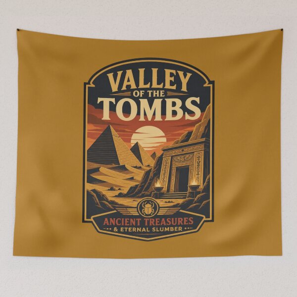 Item preview, Valley of the Tombs - Desert Dungeon Vintage Travel Poster RPG Art designed and sold by Dice_Goblin_Studio.
