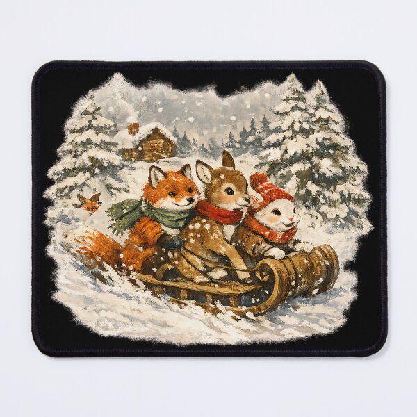 Item preview, Cozy Christmas Woodland Animals Sled Nordic Christmas Gift  designed and sold by Artycom.