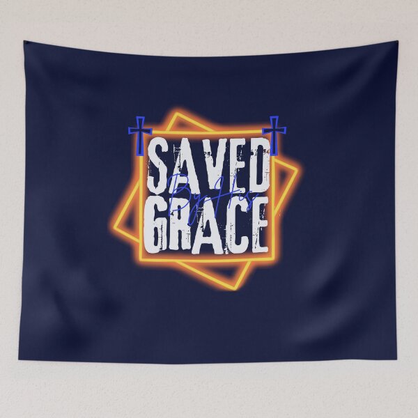 Item preview, Saved By His Grace - Redemption Bible Verse Quote  - Gifts For Grandma - Navy Blue designed and sold by Doiemacreations.