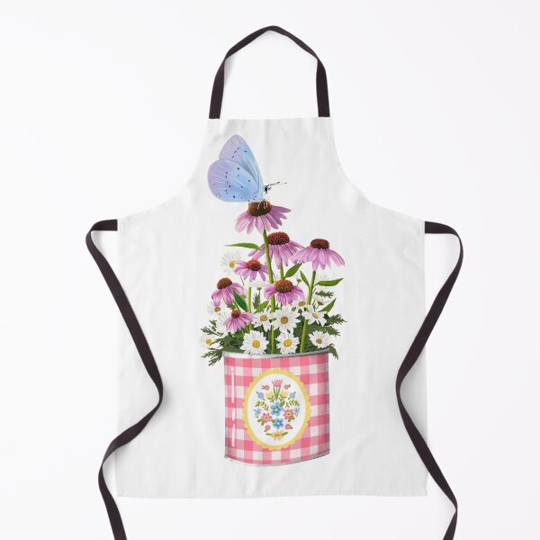 Item preview, Blue Butterfly Pink Gingham Tin Can Wildflowers Floral Illustration designed and sold by MindMakerStudio.