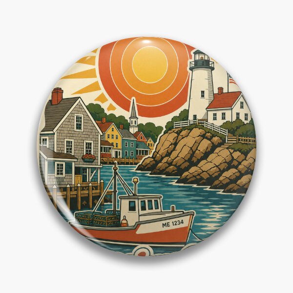 Item preview, Kennebunkport USA Travel Souvenir - Retro Illustration designed and sold by VisualArtsOasis.