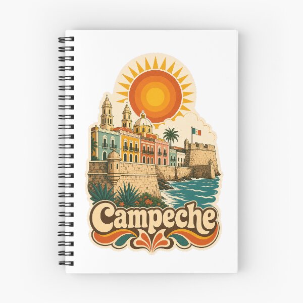 Artikelvorschau, Reisesouvenir Campeche, Mexiko – Retro-Illustration entworfen und verkauft von VisualArtsOasis.