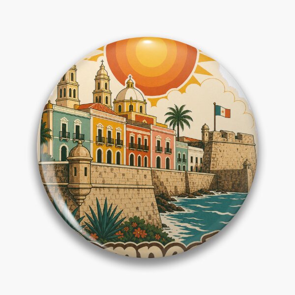 Artikelvorschau, Reisesouvenir Campeche, Mexiko – Retro-Illustration entworfen und verkauft von VisualArtsOasis.