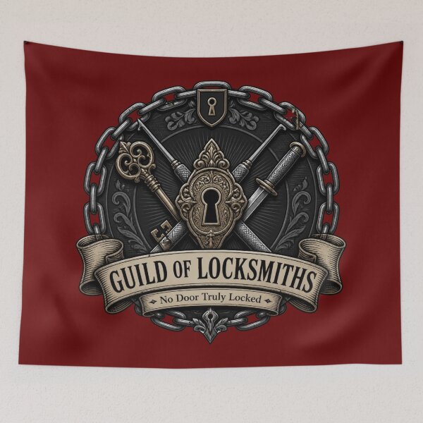 Item preview, Guild of Locksmiths - Rogue Trade Guild Crest RPG Meme designed and sold by Dice_Goblin_Studio.