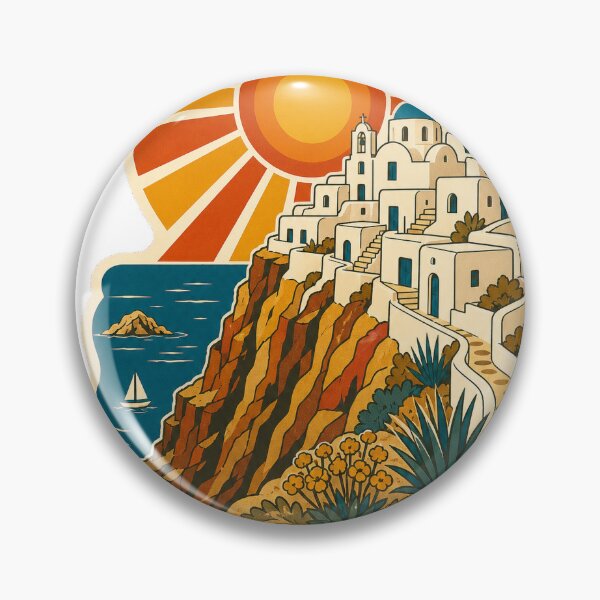 Item preview, Folegandros Greece Travel Souvenir - Retro Illustration designed and sold by VisualArtsOasis.