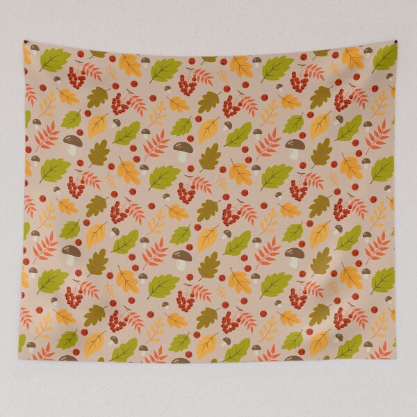 Item preview, Autumn Leaves and Rowan Berries Botanical Pattern designed and sold by ElenMart.