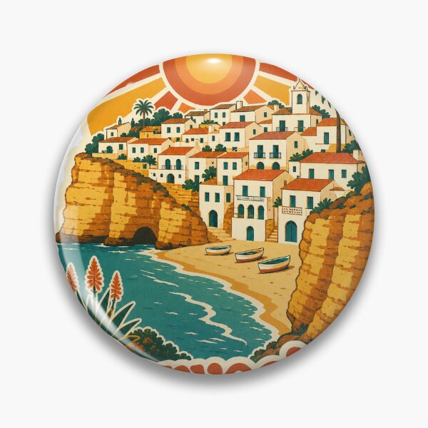 Item preview, Carvoeiro Portugal Travel Souvenir - Retro Illustration designed and sold by VisualArtsOasis.