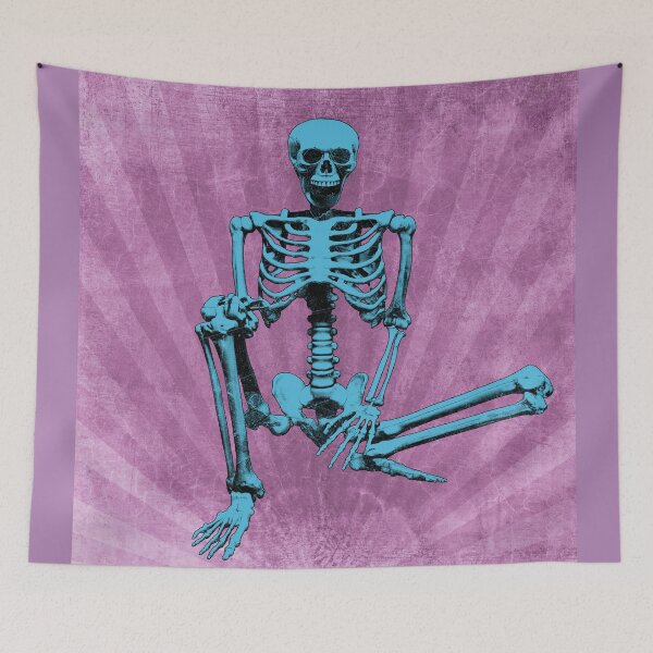 Item preview, Blue Sitting Human Skeleton Anatomical Bones Memento Mori designed and sold by Ghoul Enterprises.