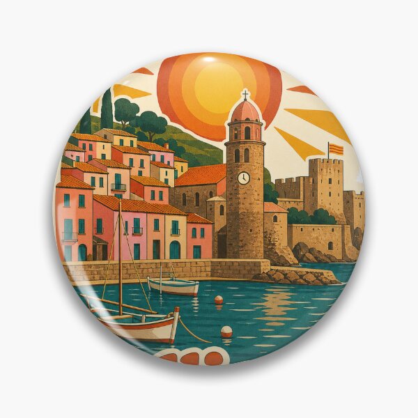 Item preview, Collioure France Travel Souvenir - Retro Illustration designed and sold by VisualArtsOasis.