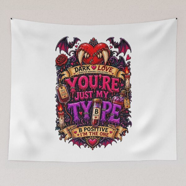 Item preview, DARK LOVE ❤️ - MONSTER ROMANCE COLLETION - VAMPIRE LOVE - YOU'RE JUST MY TYPE - B POSITIVE I'M THE ONE designed and sold by WheelieGdArt.