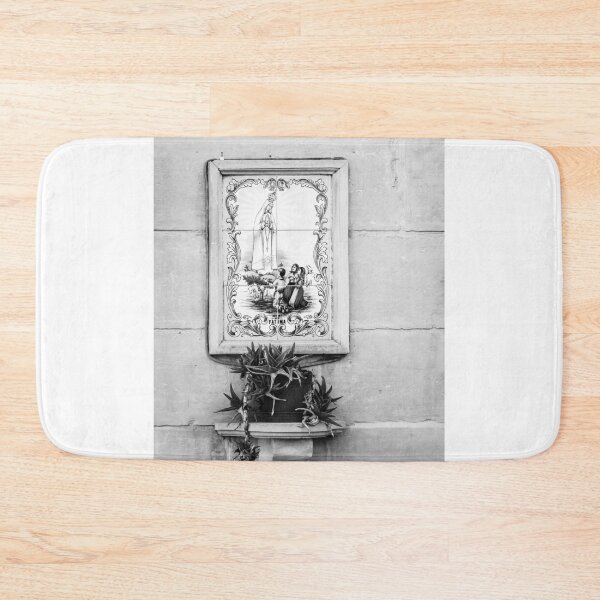 Item preview, Black and White Religious Artwork Hanging on a Historic Wall Surface designed and sold by Nmallia.