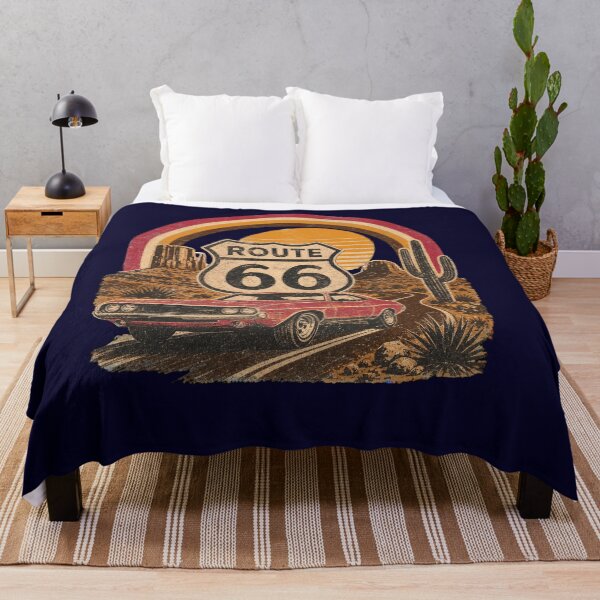 Item preview, Vintage Route 66 Classic Car Road Trip Retro Rainbow Desert Scene designed and sold by Modern Antique Atelier .