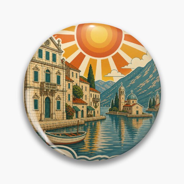 Item preview, Perast Montenegro Travel Souvenir - Retro Illustration designed and sold by VisualArtsOasis.