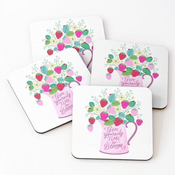 Item preview, Give Yourself Time to Bloom Strawberry Pitcher Quote Illustration designed and sold by MindMakerStudio.