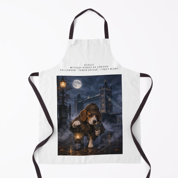 Item preview, Mystery detective Beagle on the foggy Tower Bridge designed and sold by Nomad-Paws.