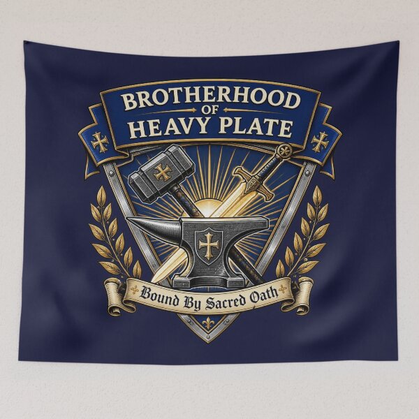 Item preview, Brotherhood of Heavy Plate - Paladin Knight Guild Crest RPG Meme designed and sold by Dice_Goblin_Studio.