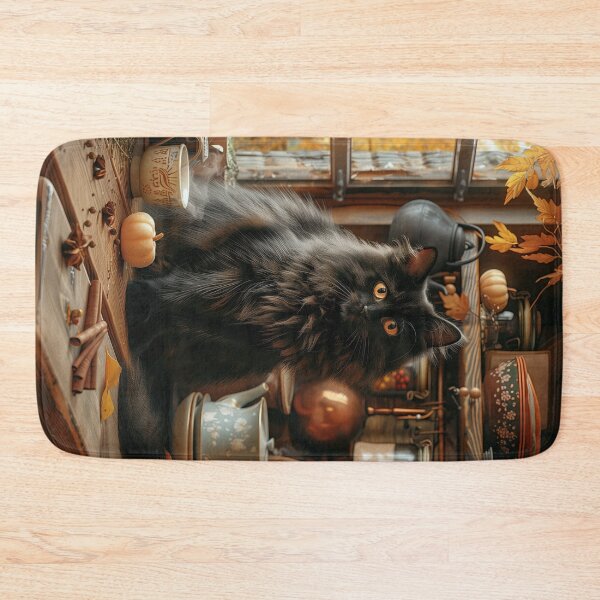 Item preview, Black Cat in a Rustic Fall Kitchen designed and sold by Erika Kaisersot.