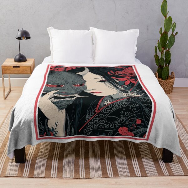 Item preview, japanese hannya mask red moon designed and sold by chickencute.