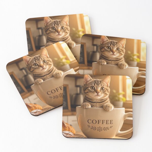 Item preview, Cute Coffee Cat In A Cup - Cozy Tabby Kitten Art designed and sold by SALVO180674.