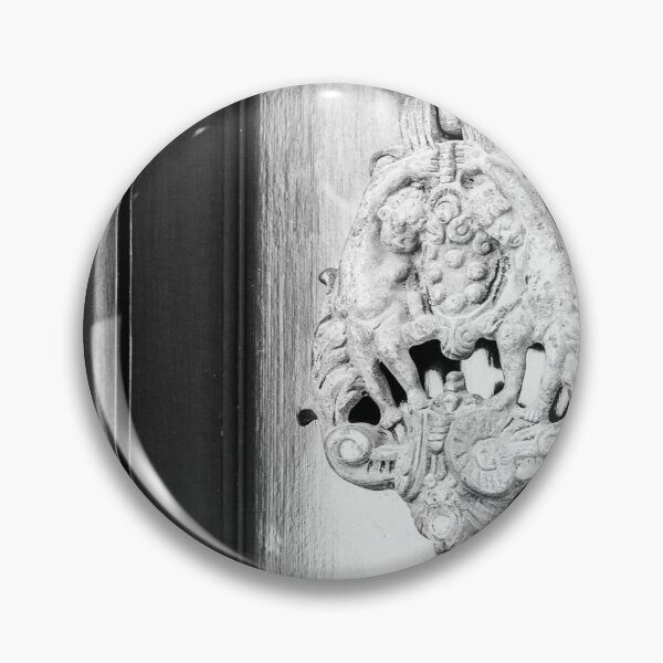 Item preview, Rustic Ornate Metal Door Knocker with Lion Motif on Wooden Surface designed and sold by Nmallia.