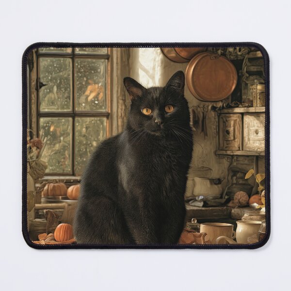 Item preview, Cozy Black Cat in a Vintage Autumn Kitchen designed and sold by Erika Kaisersot.