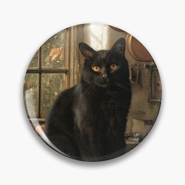 Item preview, Cozy Black Cat in a Vintage Autumn Kitchen designed and sold by Erika Kaisersot.