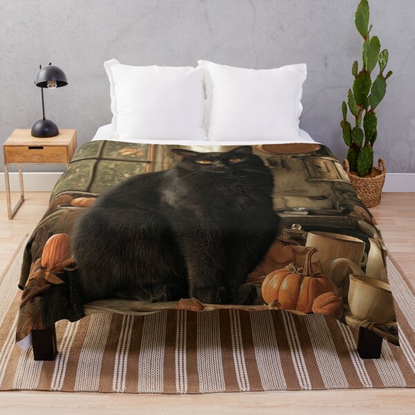 Item preview, Cozy Black Cat in a Vintage Autumn Kitchen designed and sold by Erika Kaisersot.