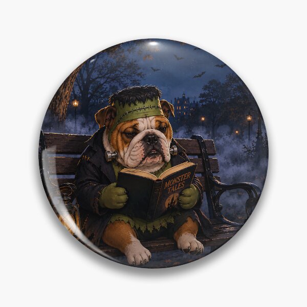 Item preview, Frankenstein's English Bulldog reading in Hyde Park at night designed and sold by Nomad-Paws.