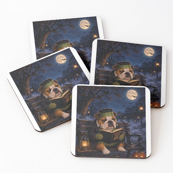 Item preview, English Bulldog de Frankenstein leyendo en Hyde Park de noche designed and sold by Nomad-Paws.