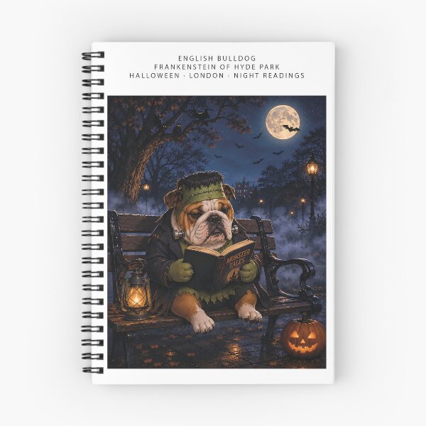 Item preview, Frankenstein's English Bulldog reading in Hyde Park at night designed and sold by Nomad-Paws.