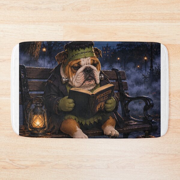 Item preview, Frankenstein's English Bulldog reading in Hyde Park at night designed and sold by Nomad-Paws.