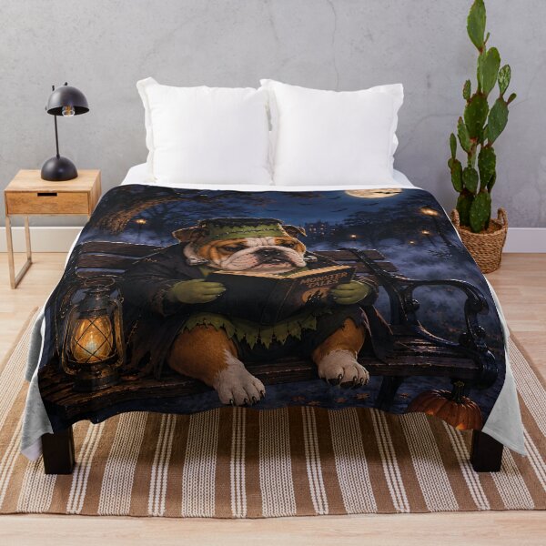 Item preview, Frankenstein's English Bulldog reading in Hyde Park at night designed and sold by Nomad-Paws.