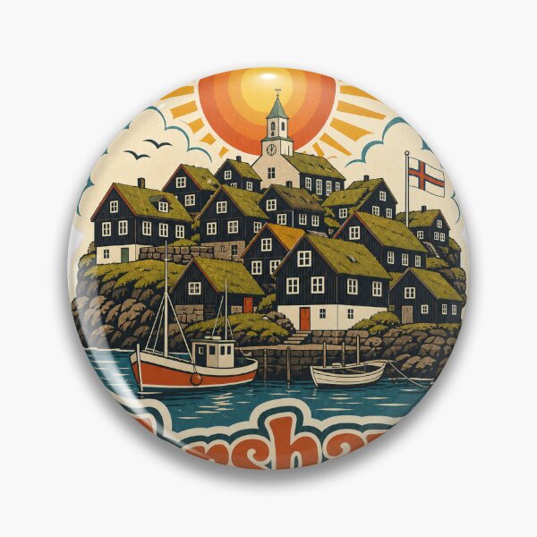 Item preview, Torshavn Faroe Islands Travel Souvenir - Retro Illustration designed and sold by VisualArtsOasis.