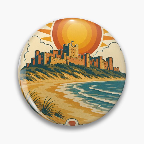 Item preview, Bamburgh England Travel Souvenir - Retro Illustration designed and sold by VisualArtsOasis.