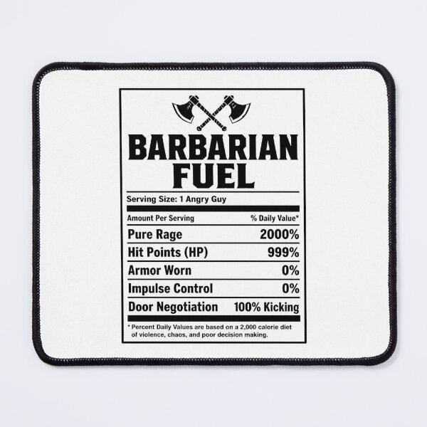Item preview, Barbarian Nutrition Facts - Funny RPG Class Stats Meme designed and sold by Dice_Goblin_Studio.
