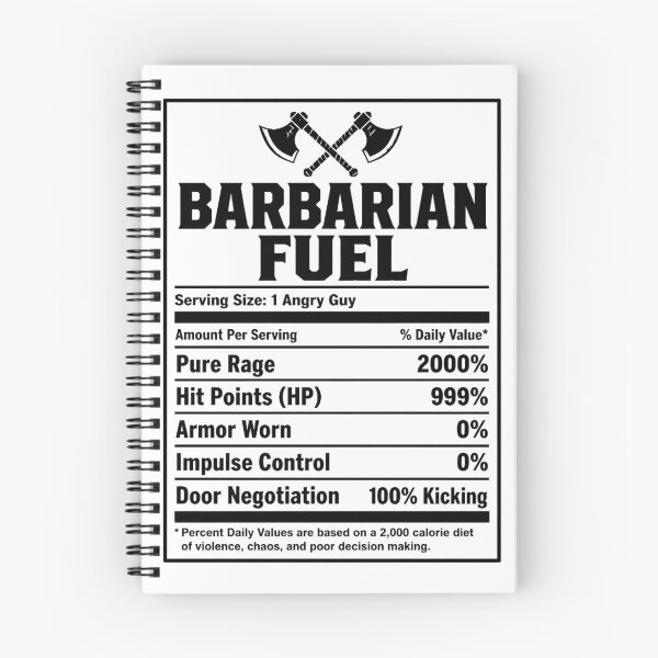 Item preview, Barbarian Nutrition Facts - Funny RPG Class Stats Meme designed and sold by Dice_Goblin_Studio.