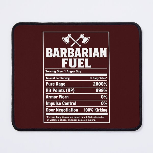 Item preview, Barbarian Nutrition Facts (White) - Funny RPG Class Stats Meme designed and sold by Dice_Goblin_Studio.