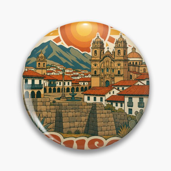 Artikelvorschau, Reisesouvenir aus Cusco, Peru – Retro-Illustration entworfen und verkauft von VisualArtsOasis.