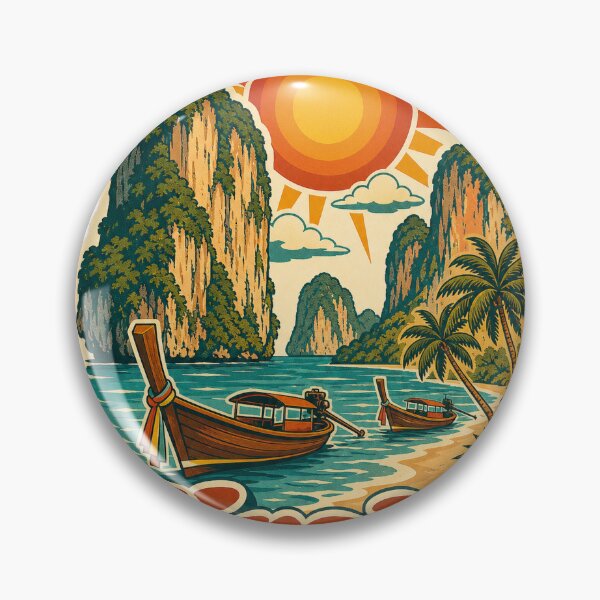 Item preview, Krabi Thailand Travel Souvenir - Retro Illustration designed and sold by VisualArtsOasis.