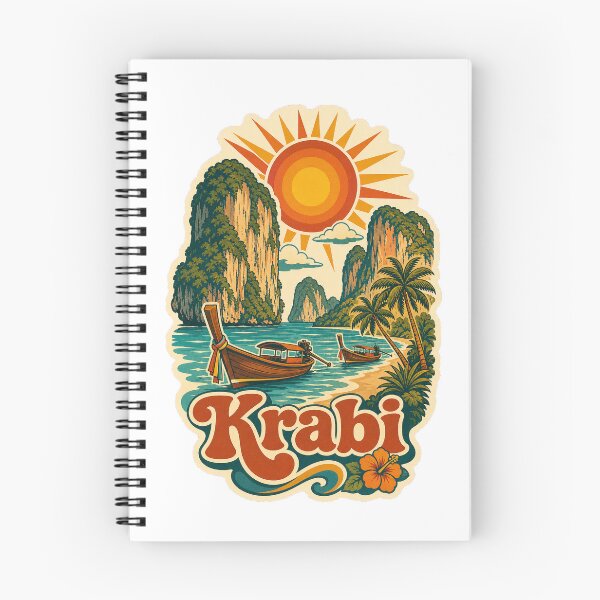 Item preview, Krabi Thailand Travel Souvenir - Retro Illustration designed and sold by VisualArtsOasis.