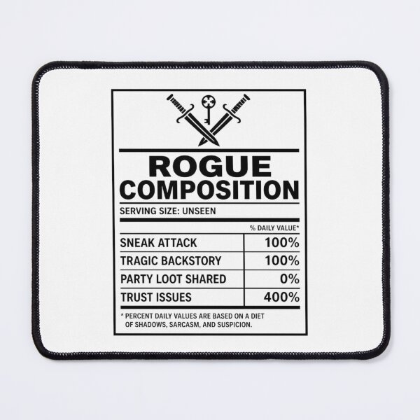 Item preview, Rogue Nutrition Facts - Funny RPG Stealth Stats Meme designed and sold by Dice_Goblin_Studio.
