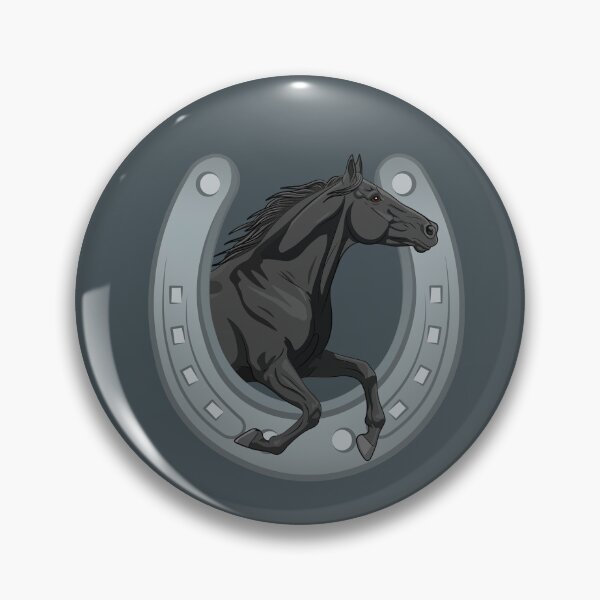 Item preview, A black Abaga horse galloping across a horseshoe designed and sold by Cheval-de-coeur.