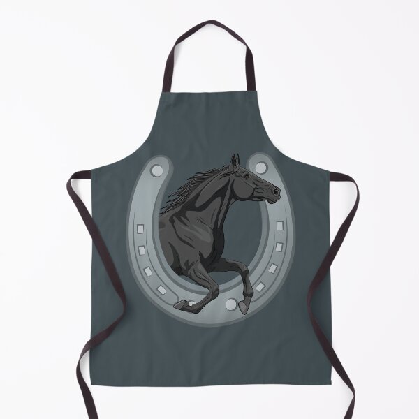 Item preview, A black Abaga horse galloping across a horseshoe designed and sold by Cheval-de-coeur.