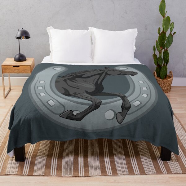 Item preview, A black Abaga horse galloping across a horseshoe designed and sold by Cheval-de-coeur.