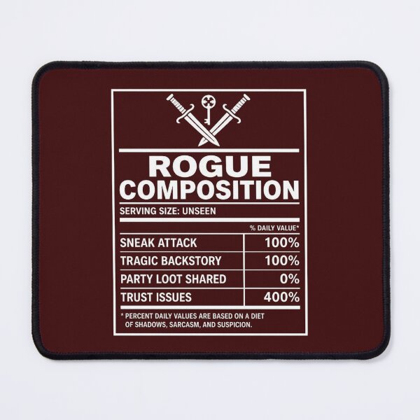 Item preview, Rogue Nutrition Facts (White) - Funny RPG Stealth Stats Meme designed and sold by Dice_Goblin_Studio.