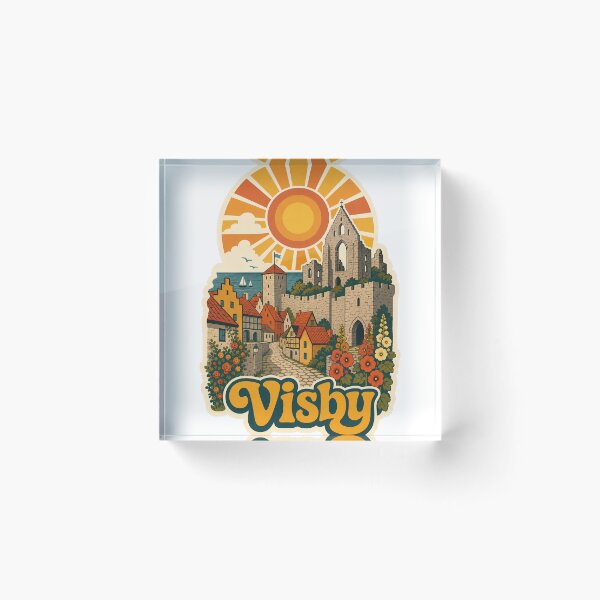 Item preview, Visby Sweden Travel Souvenir - Retro Illustration designed and sold by VisualArtsOasis.