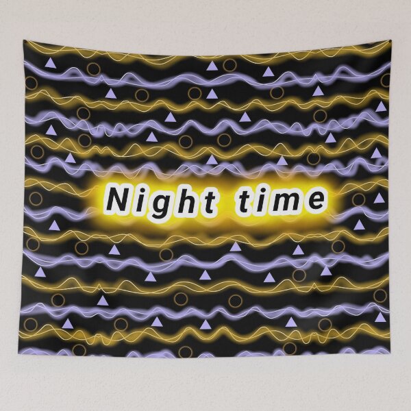 Item preview, Night Time Neon Waves Geometric Art designed and sold by SbRandomLab.