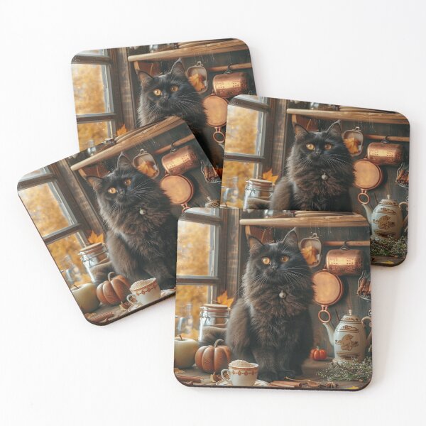 Item preview, Black Cat Among Pumpkins and Copper Pots designed and sold by Erika Kaisersot.