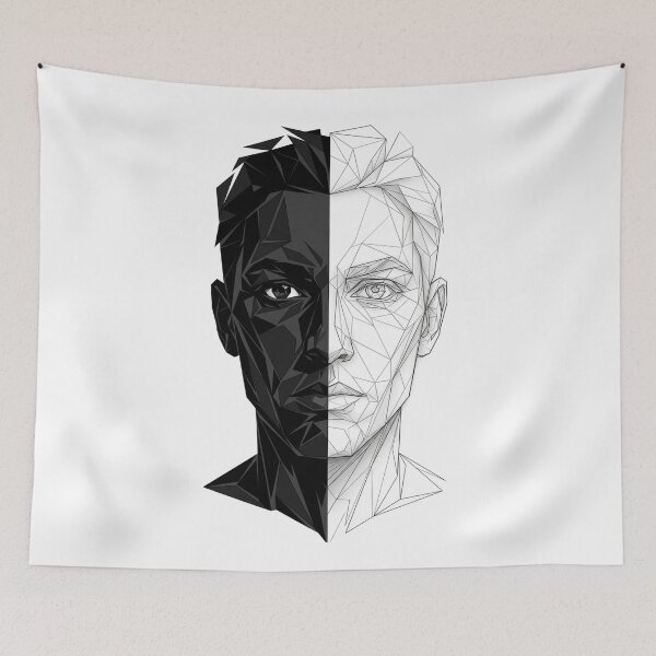Item preview, Split Face Low Poly Geometric Line Art Poster designed and sold by  Color & Form.