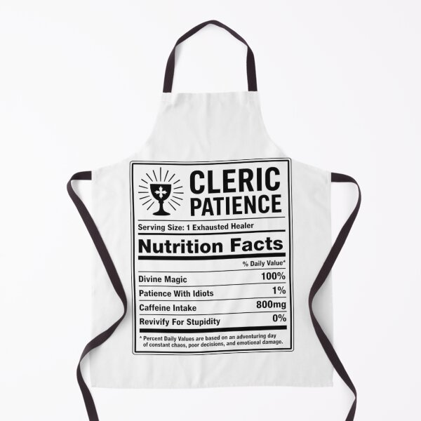 Item preview, Cleric Nutrition Facts - Funny RPG Healer Stats Meme designed and sold by Dice_Goblin_Studio.